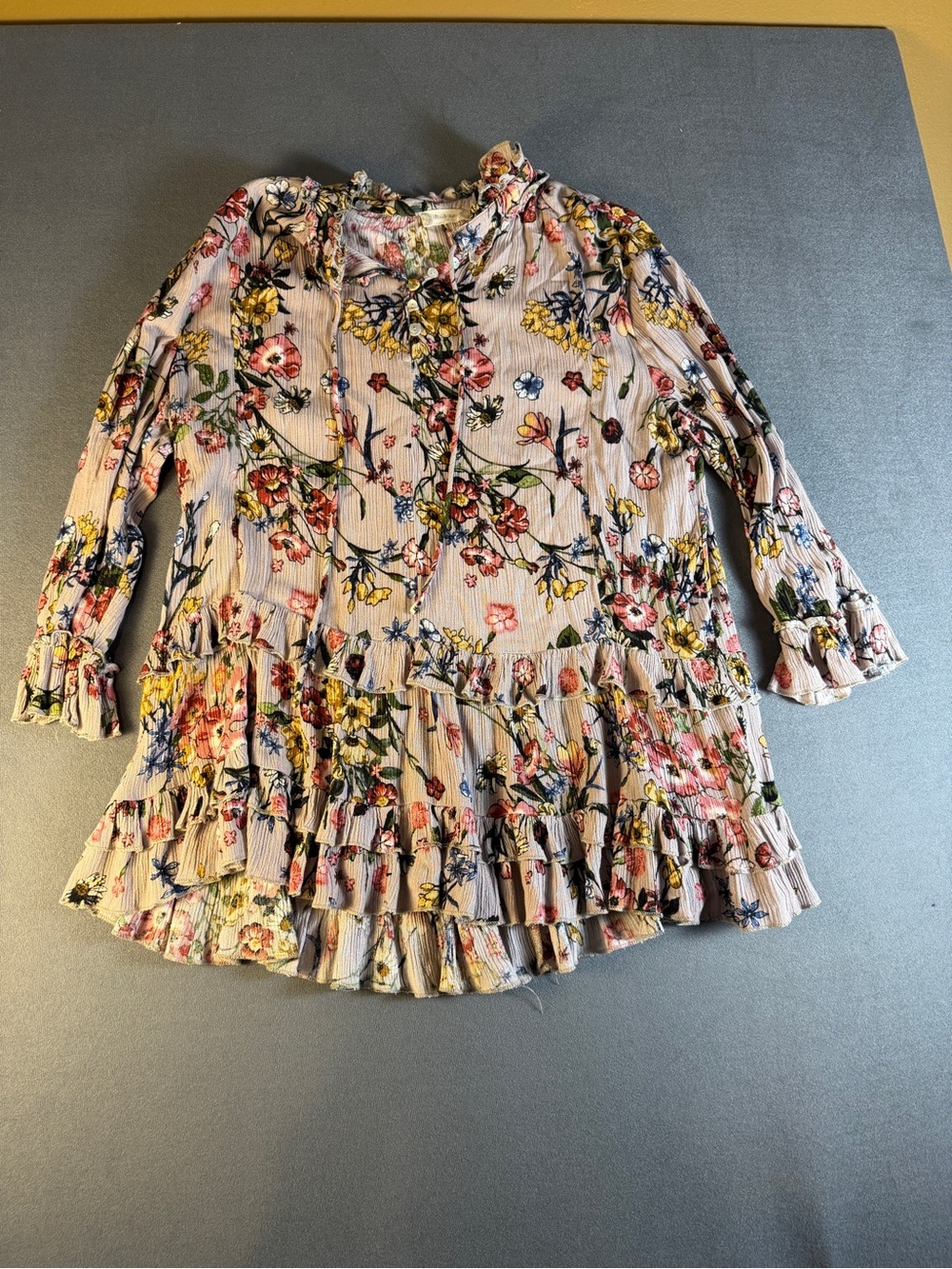 Floral Ruffled Peasant Blouse - Pink